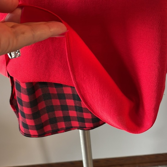 REVERSABLE women’s spaghetti strap overlay tank top checkered red blk / red XS - Picture 5 of 7